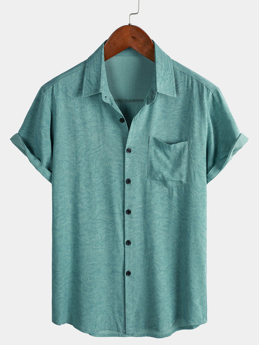 Men's Summer Holiday Green Casual Vintage Short Sleeve Shirt