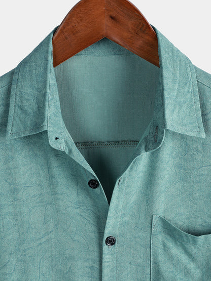 Men's Summer Holiday Green Casual Vintage Short Sleeve Shirt