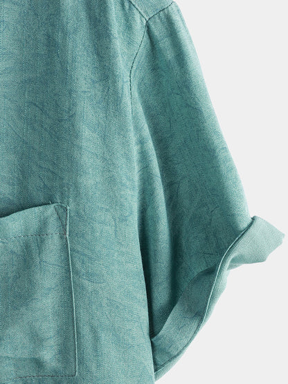 Men's Summer Holiday Green Casual Vintage Short Sleeve Shirt