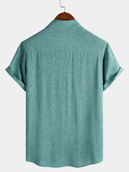Men's Summer Holiday Green Casual Vintage Short Sleeve Shirt