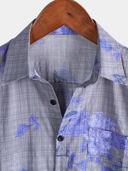 Men's Floral Print Breathable Short Sleeve Hawaiian Shirt