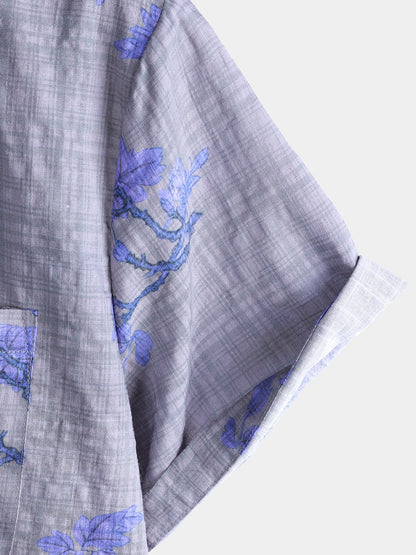Men's Floral Print Breathable Short Sleeve Hawaiian Shirt