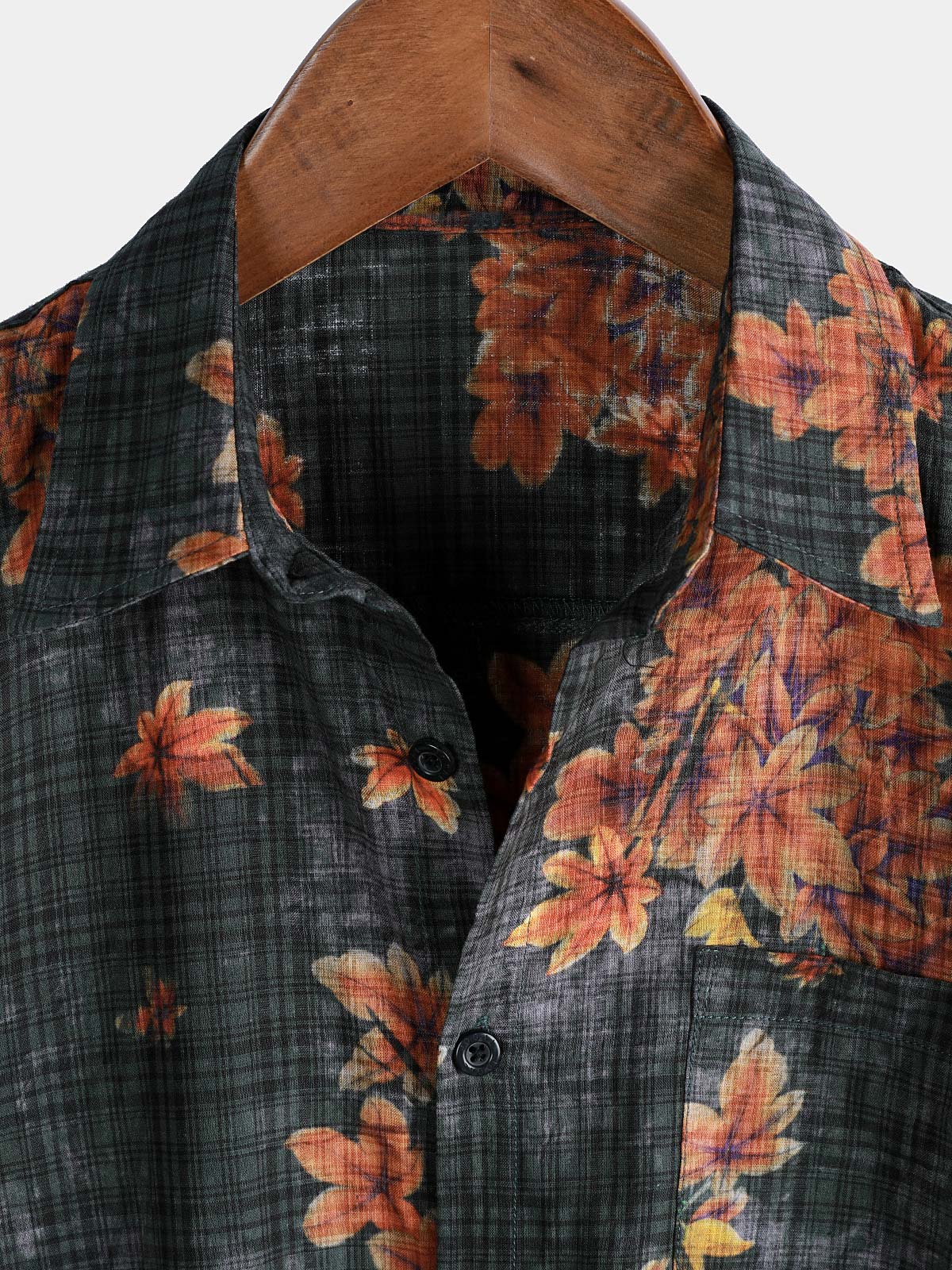 Men's Leaf Print Breathable Short Sleeve Hawaiian Shirt
