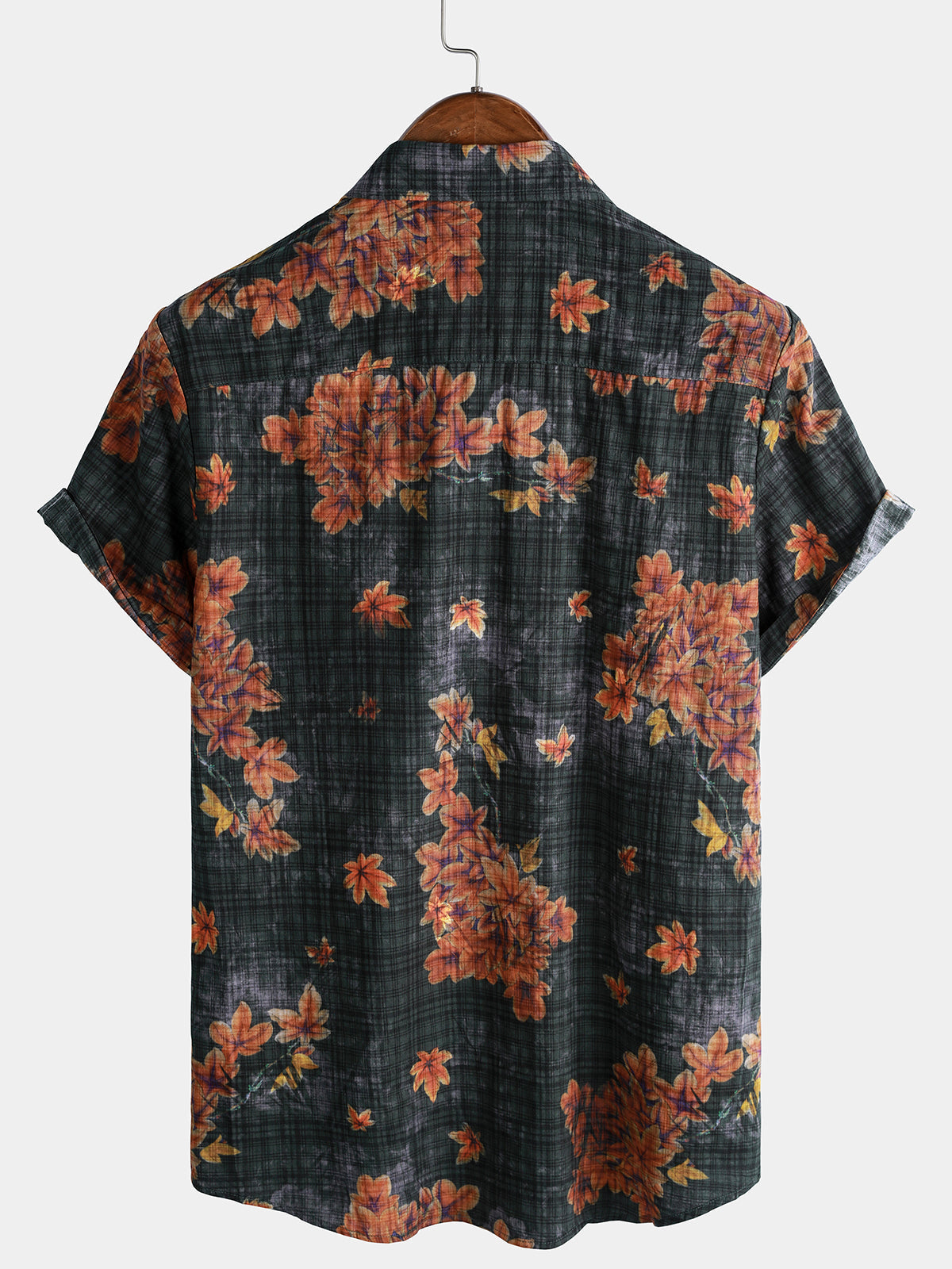 Men's Leaf Print Breathable Short Sleeve Hawaiian Shirt
