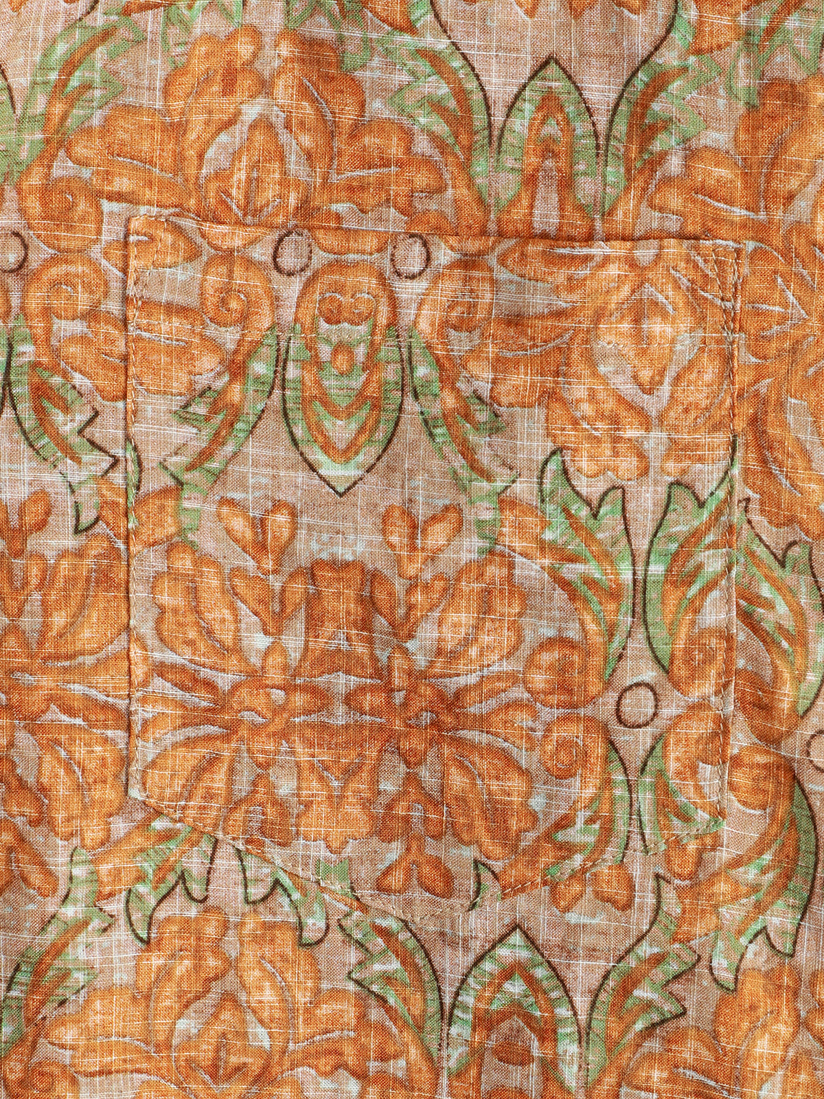 Men's Retro Casual Button Up Pocket Beach Vintage Orange Short Sleeve Shirt