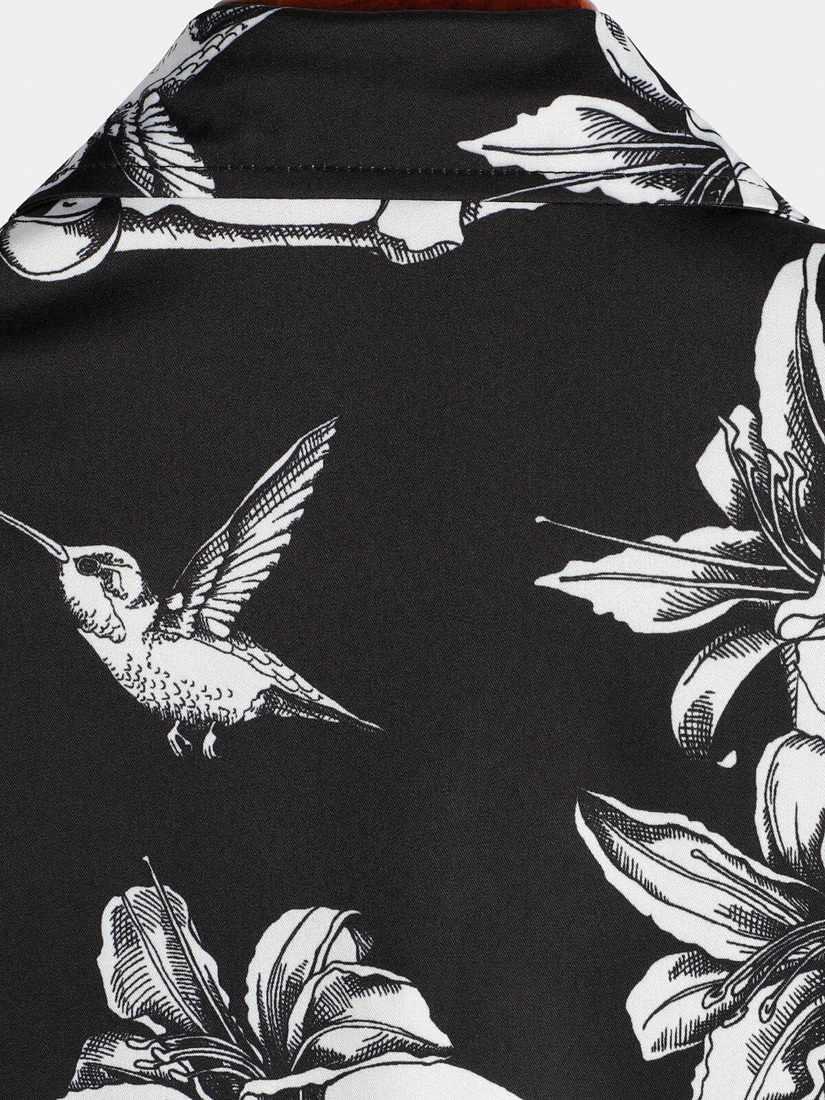 Men's Skull Hummingbird Punk Rocker Cool Rock Button Up Short Sleeve Black Hawaiian Shirt
