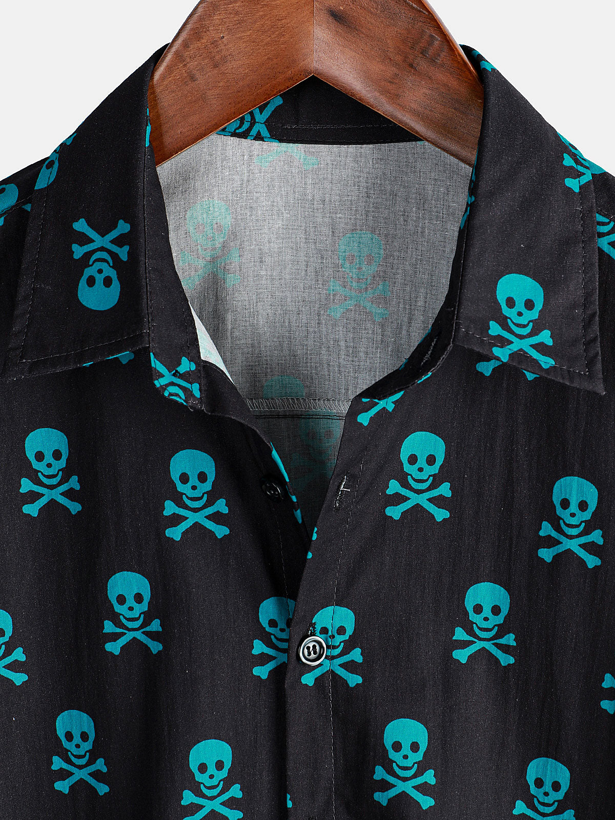 Men's Skull Punk Rock Holiday Beach Cotton Breathable Cool Summer Short Sleeve Shirt