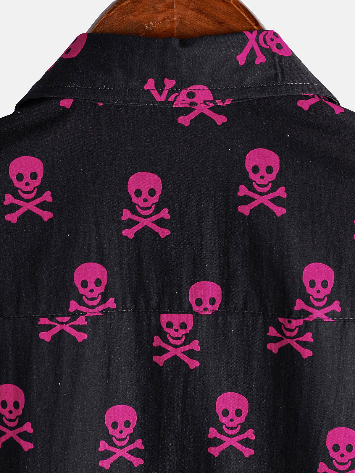 Men's Pink Skull Punk Rock Holiday Cotton Breathable Cool Summer Short Sleeve Shirt