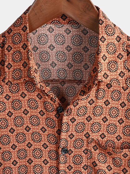 Men's Button Up Vintage Summer Beach Short Sleeve Shirt