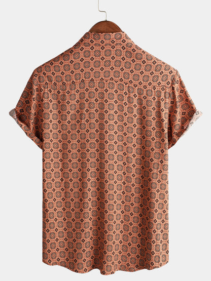 Men's Button Up Vintage Summer Beach Short Sleeve Shirt