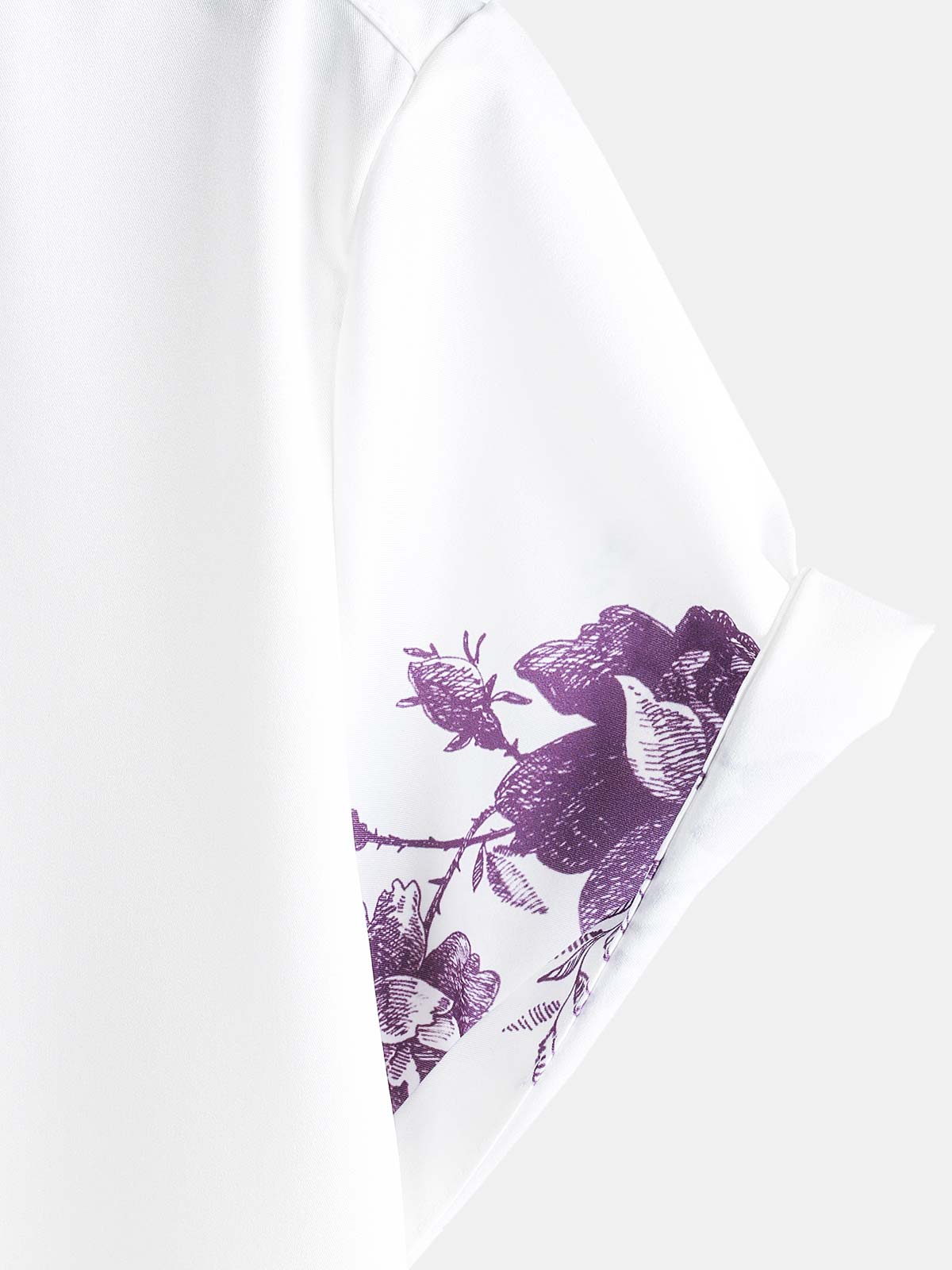 Men's Purple  Floral Print Hawaiian Button Up Summer Beach Casual Collar Short Sleeve Shirt