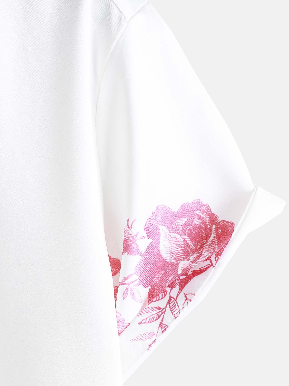 Men's Pink Floral Print Hawaiian Button Up Summer Beach Casual Collar Short Sleeve Shirt