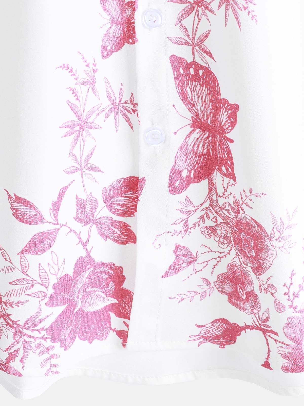 Men's Pink Floral Print Hawaiian Button Up Summer Beach Casual Collar Short Sleeve Shirt