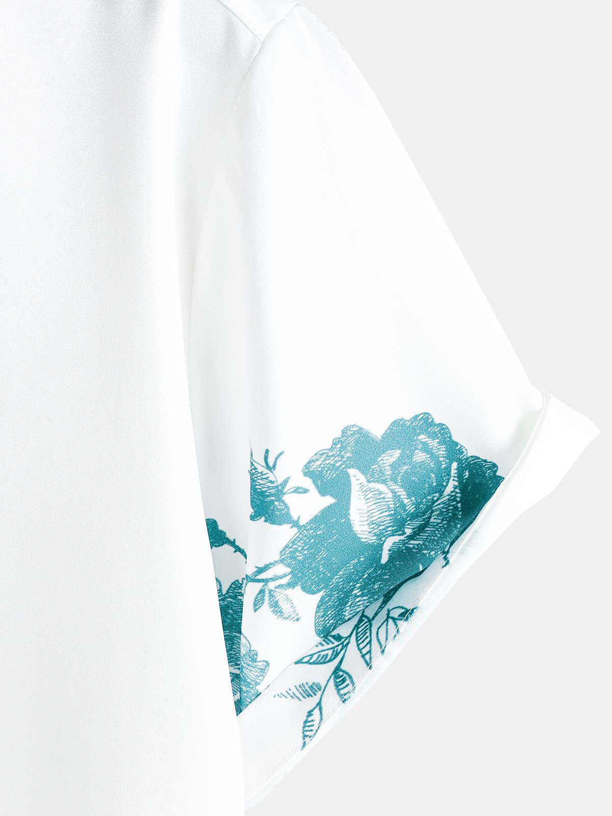 Men's Green Floral Print Hawaiian Button Up Summer Beach Casual Collar Short Sleeve Shirt