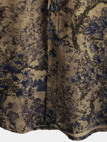 Men's Retro Floral Print Casual Short Sleeve Holiday Shirt
