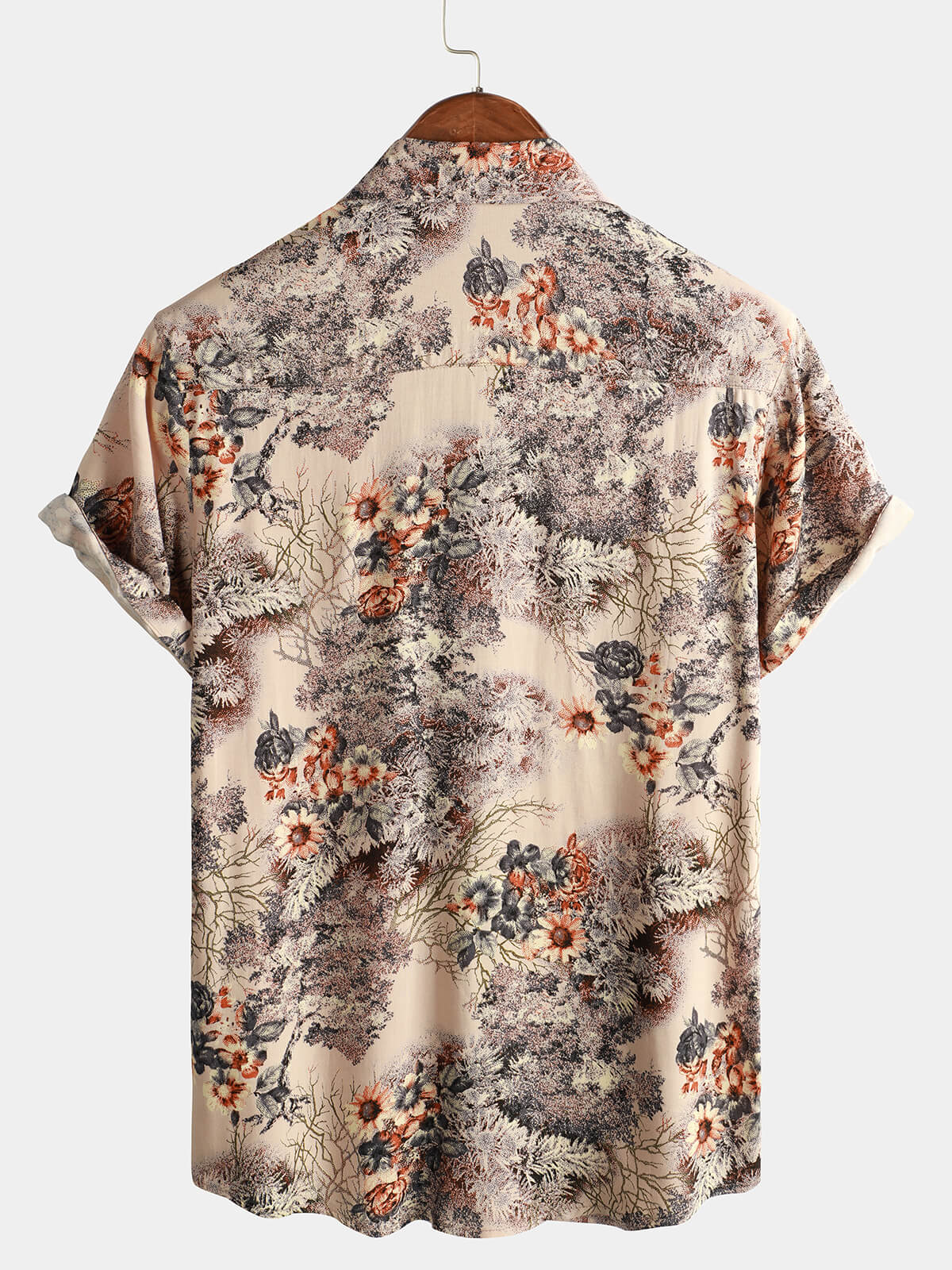 Men's Floral Print Retro Casual Button Up Shirt