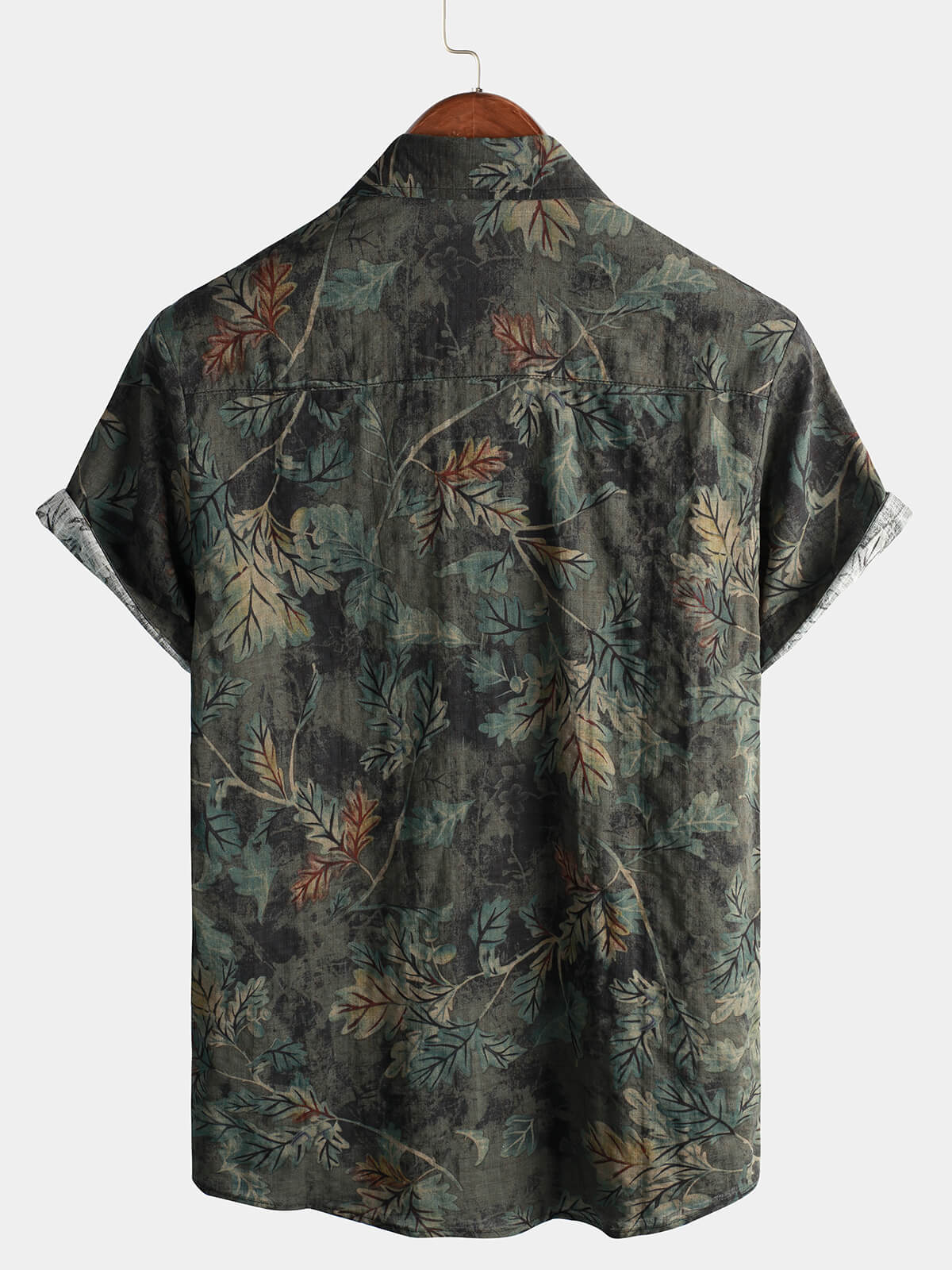 Men's Retro Leaf Short Sleeve Hawaiian Beach Shirt