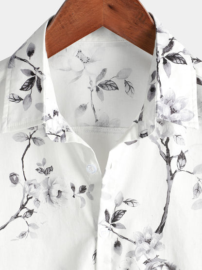 Men's Floral White Beach Hawaiian Shirt