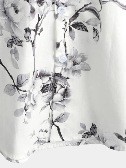 Men's Floral White Beach Hawaiian Shirt