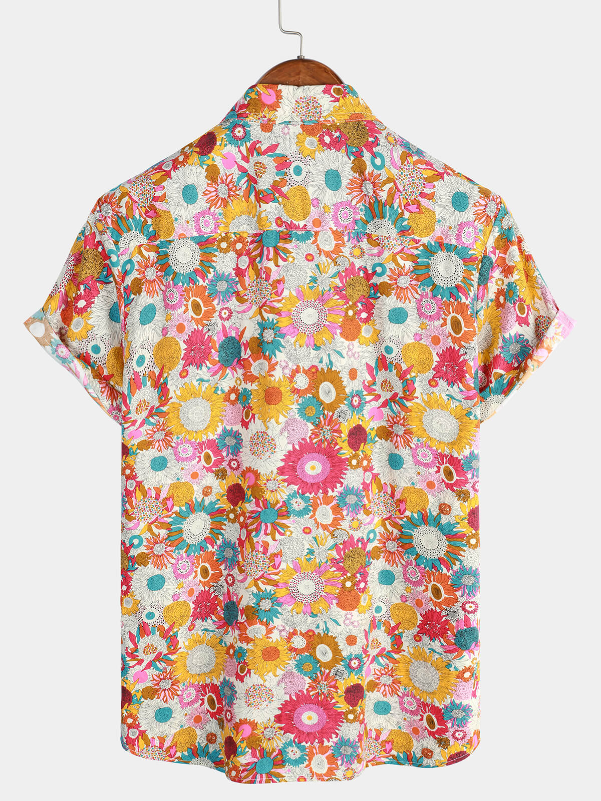 Men's Floral Cool Flower Summer Cotton Button Up Beach Short Sleeve Hawaiian Shirt