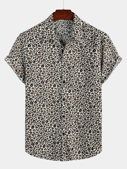 Men's Rock Leopard Print Short Sleeve Shirt