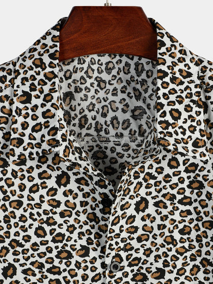 Men's Rock Leopard Print Short Sleeve Shirt