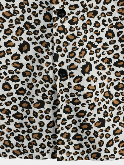 Men's Rock Leopard Print Short Sleeve Shirt