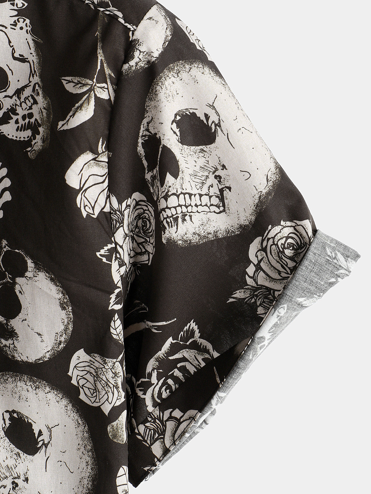 Men's Skull Rose Floral Punk Rock and Roll Cool Button Up Shirt