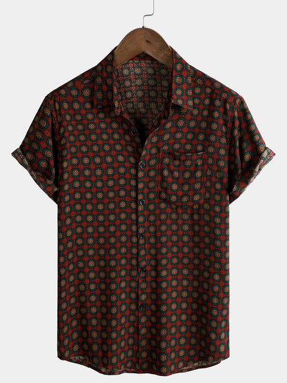 Men's Casual Vintage Summer Beach Short Sleeve Shirt