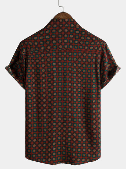Men's Casual Vintage Summer Beach Short Sleeve Shirt