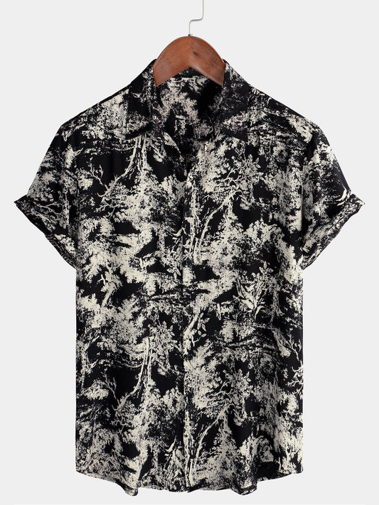 Men's Retro Casual Holiday Beach Short Sleeve Button Up Shirt