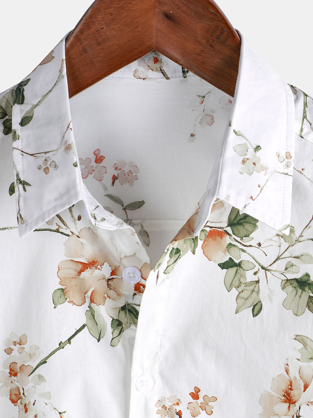 Men's Flower Print Cotton Hawaiian Floral Short Sleeve Shirt