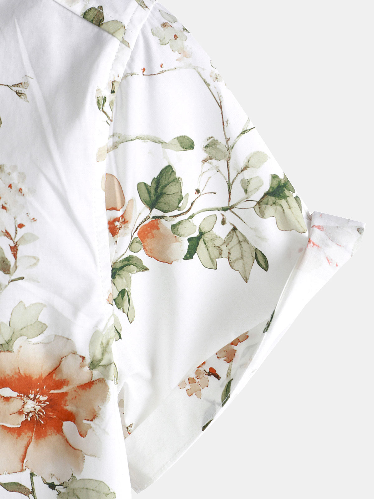 Men's Flower Print Cotton Hawaiian Floral Short Sleeve Shirt