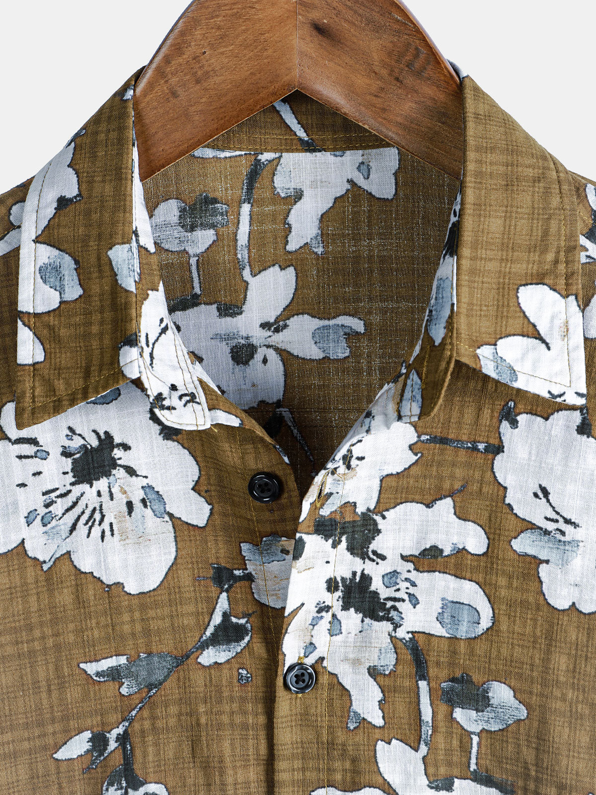 Men's Lightweight Breathable Cotton Tropical Style Short Sleeve Button Up Shirt