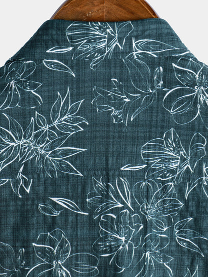 Men's Exotic Botanical Graphic Breathable Cotton Tropical Style Short Sleeve Resort Shirt
