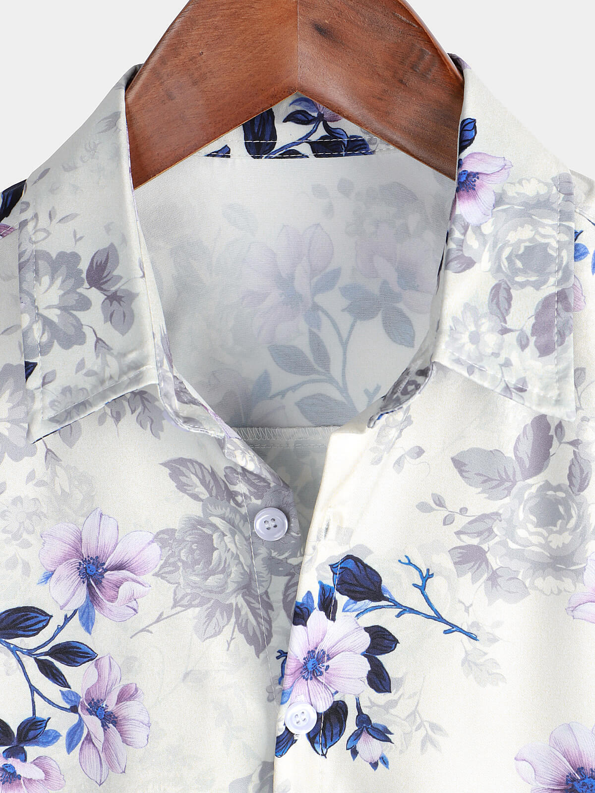 Men's Summer Short Sleeve Floral Print Casual Button Up Shirt
