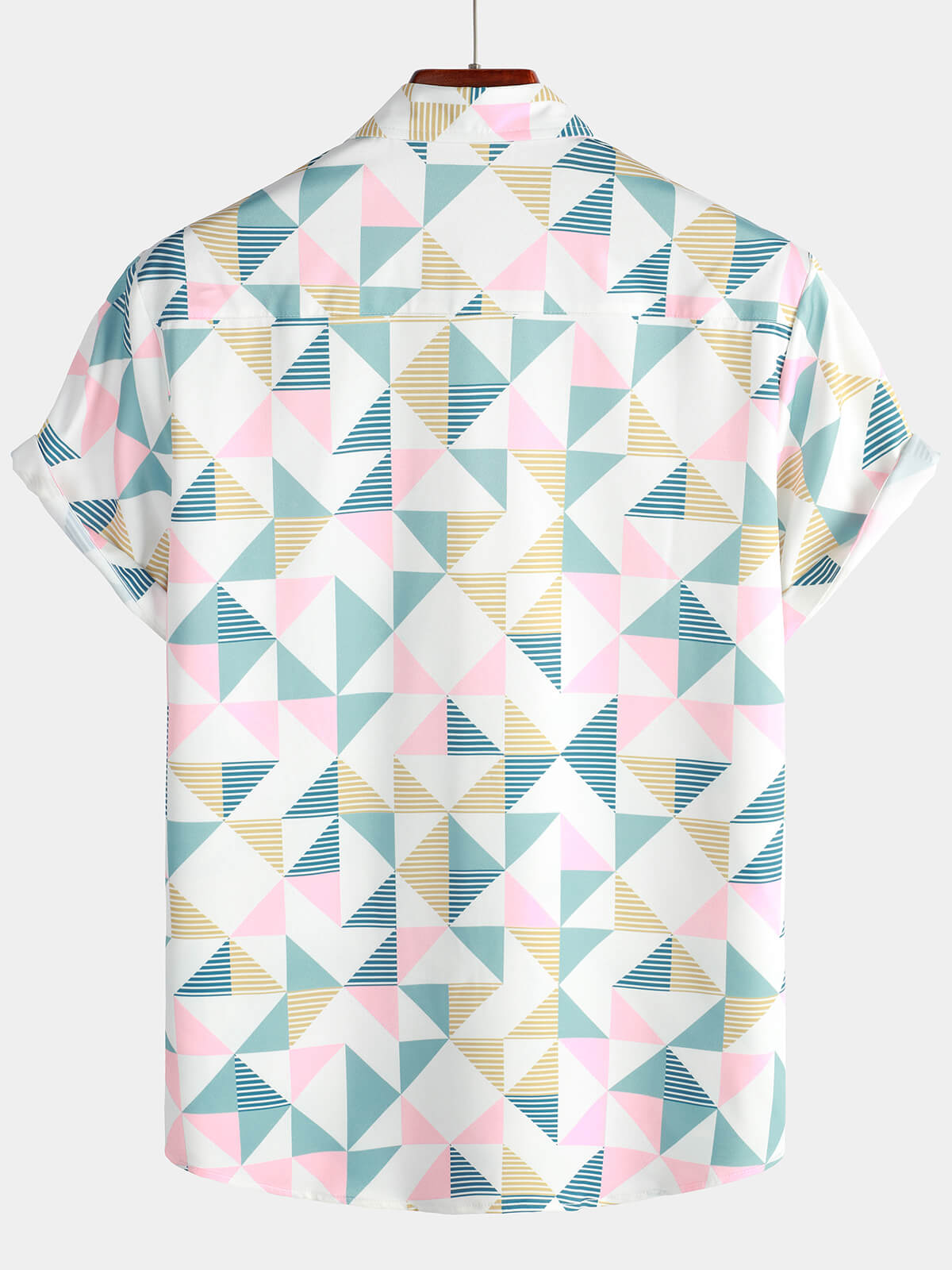 Men's Casual Art Triangle Geometric Print Summer Short Sleeve Beach Shirt