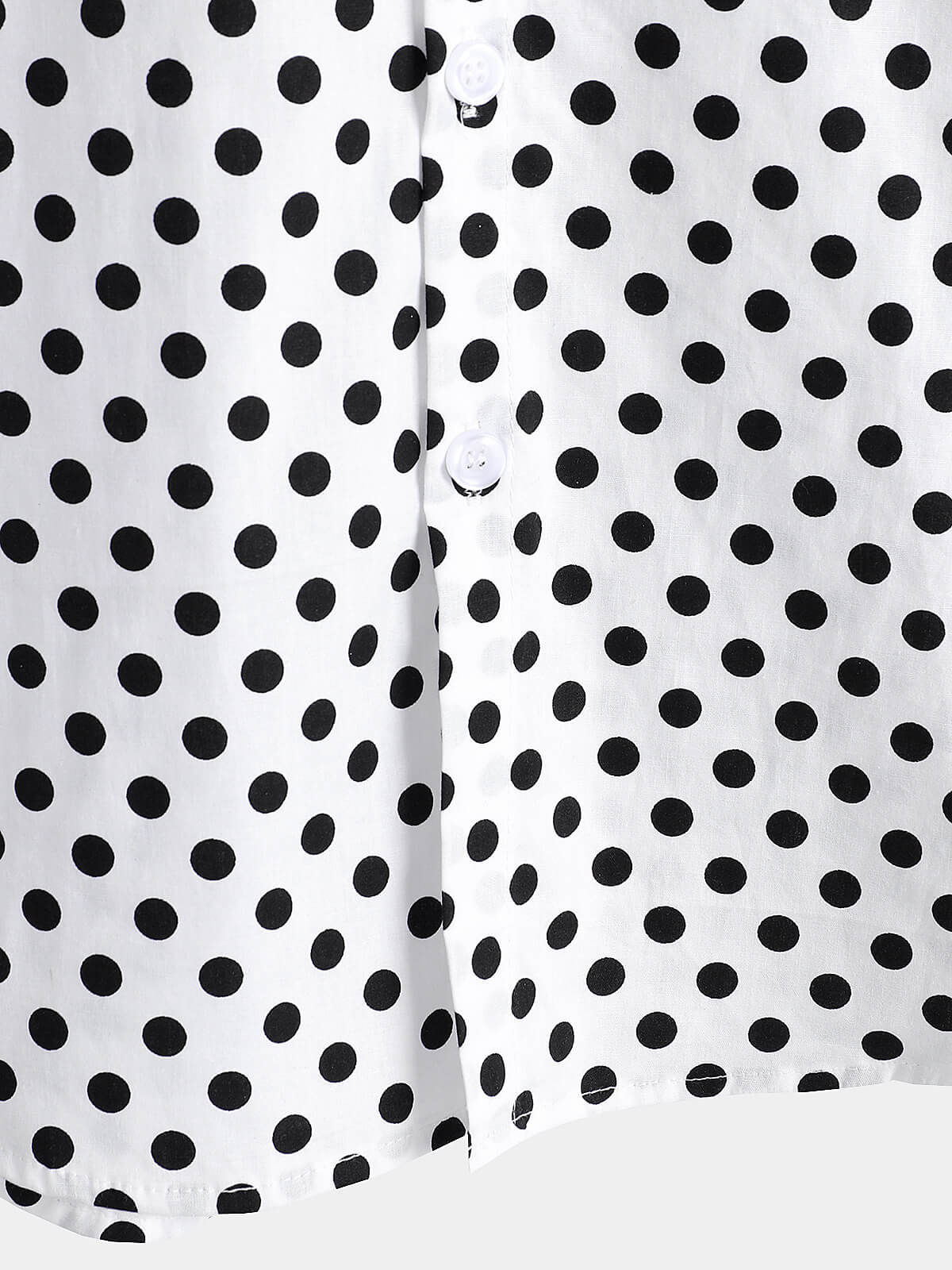 Men's Cotton Casual Polka Dot Summer White Pocket Short Sleeve Shirt