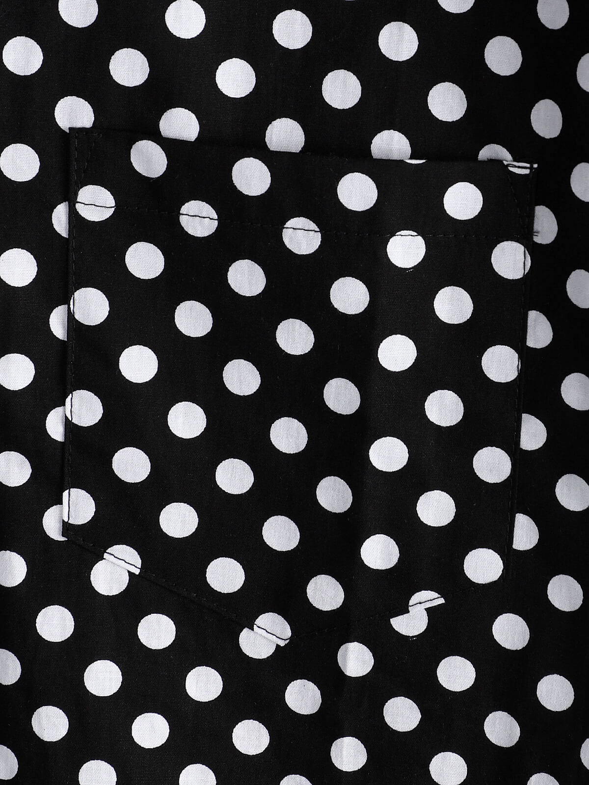Men's Cotton Casual Polka Dot Summer Black Pocket Short Sleeve Shirt