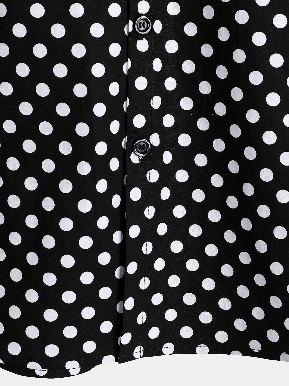 Men's Cotton Casual Polka Dot Summer Black Pocket Short Sleeve Shirt