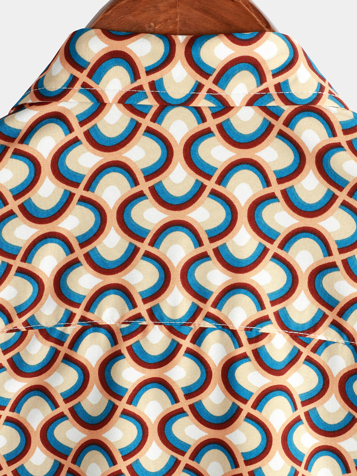 Men's Retro Button Up Vintage Geometric Circle Cool Summer Beach Short Sleeve Shirt