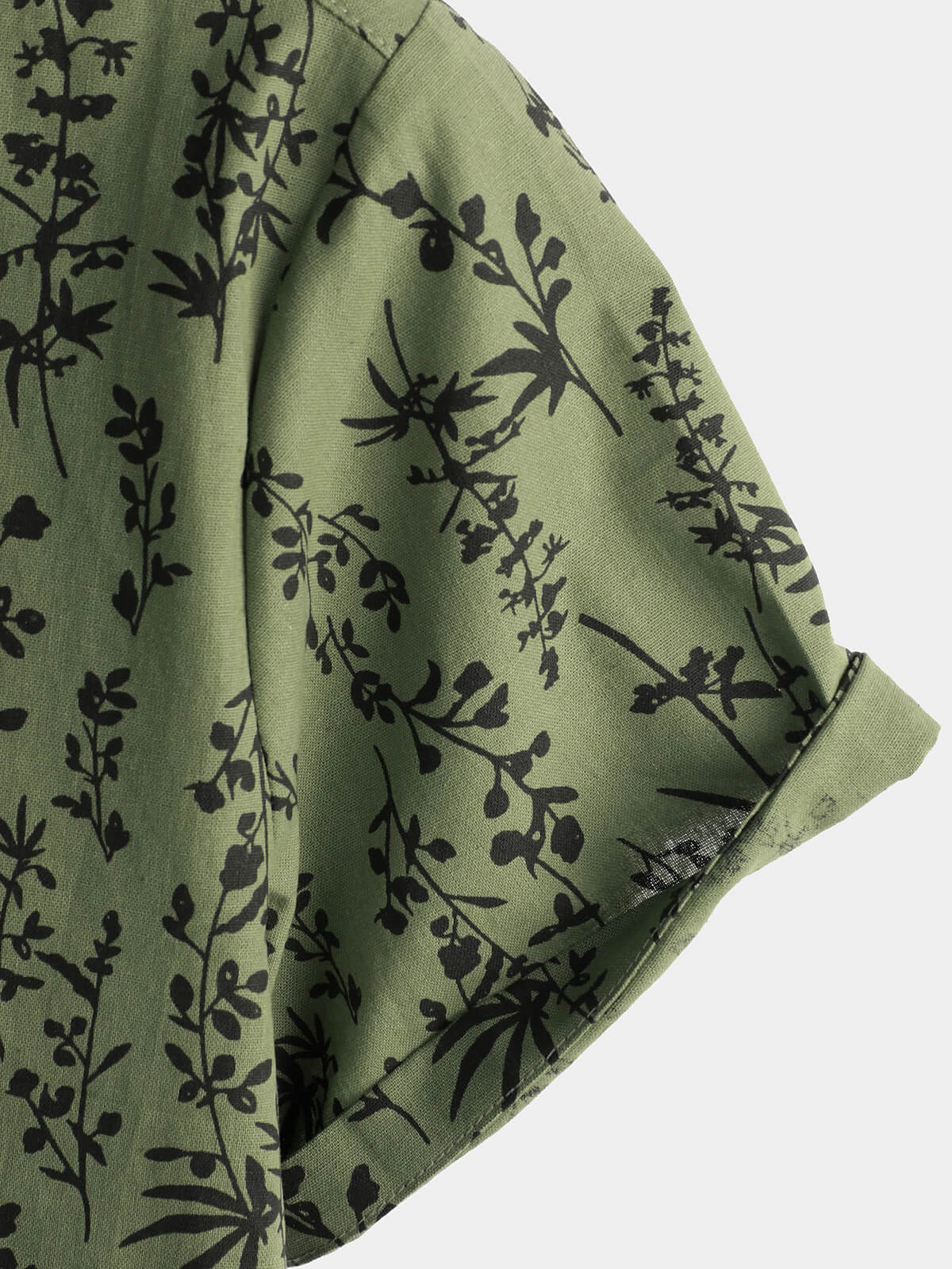 Men's Green Cotton Hawaiian Summer Vintage Floral Holiday Cruise Short Sleeve Button Up Shirt