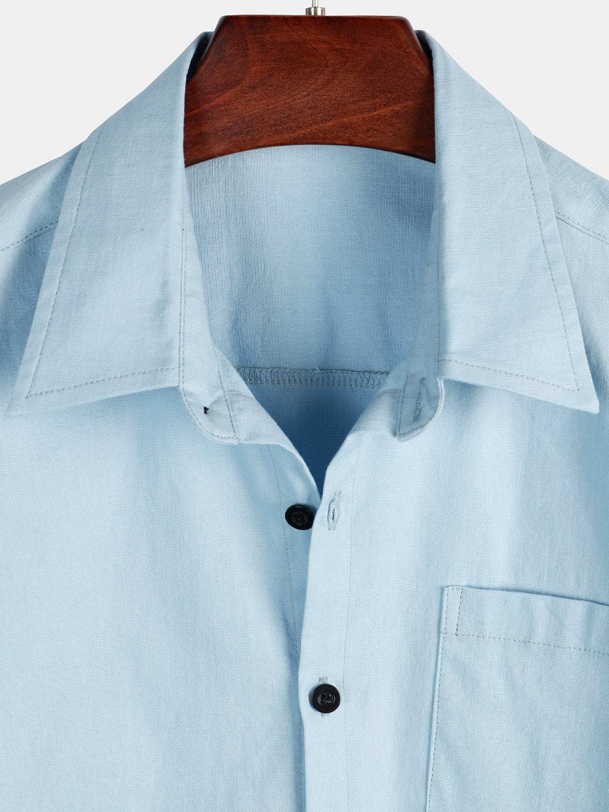 Men's Solid Color Linen Cotton Pocket Casual Short Sleeve Shirt