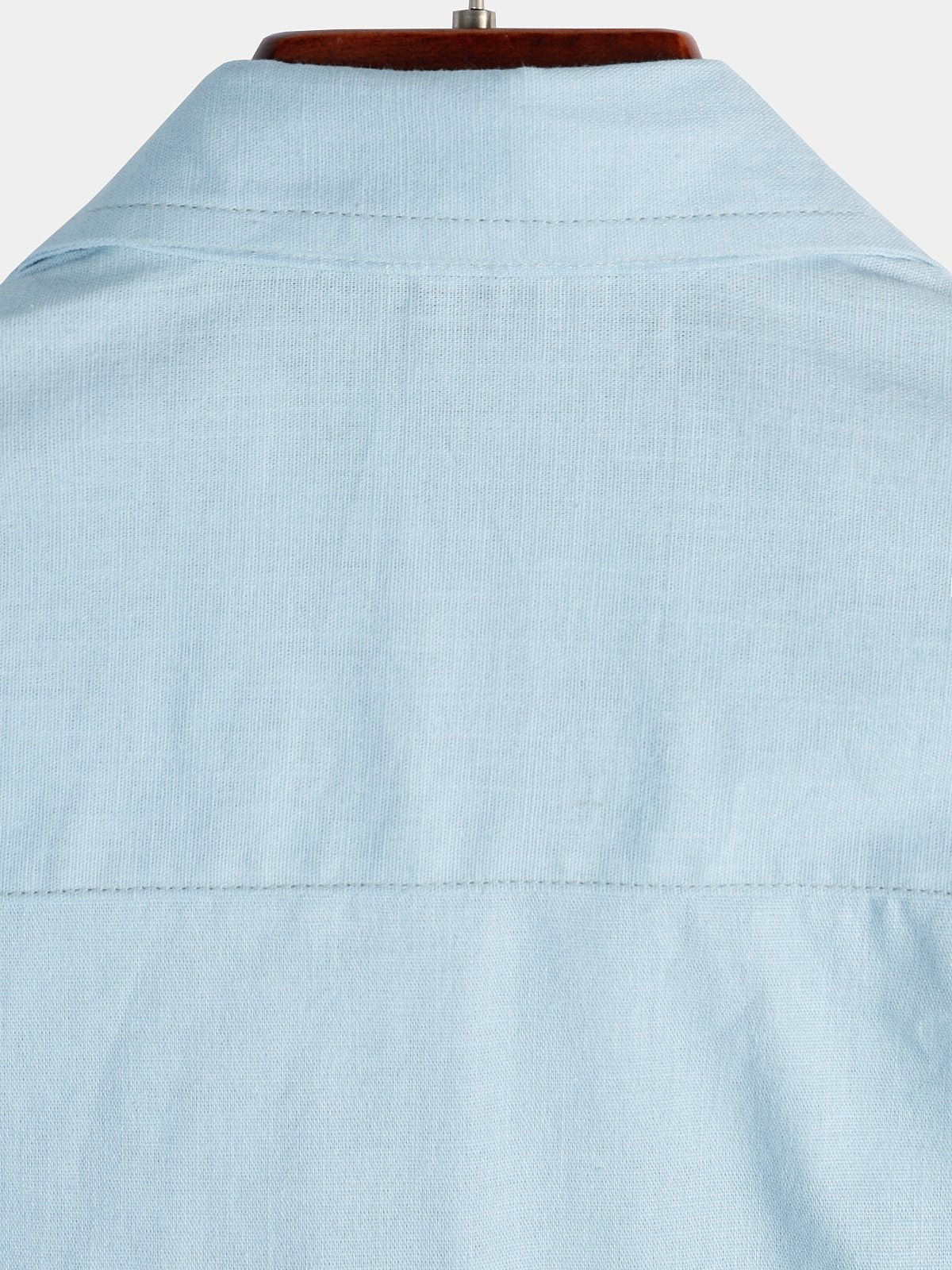 Men's Solid Color Linen Cotton Pocket Casual Short Sleeve Shirt