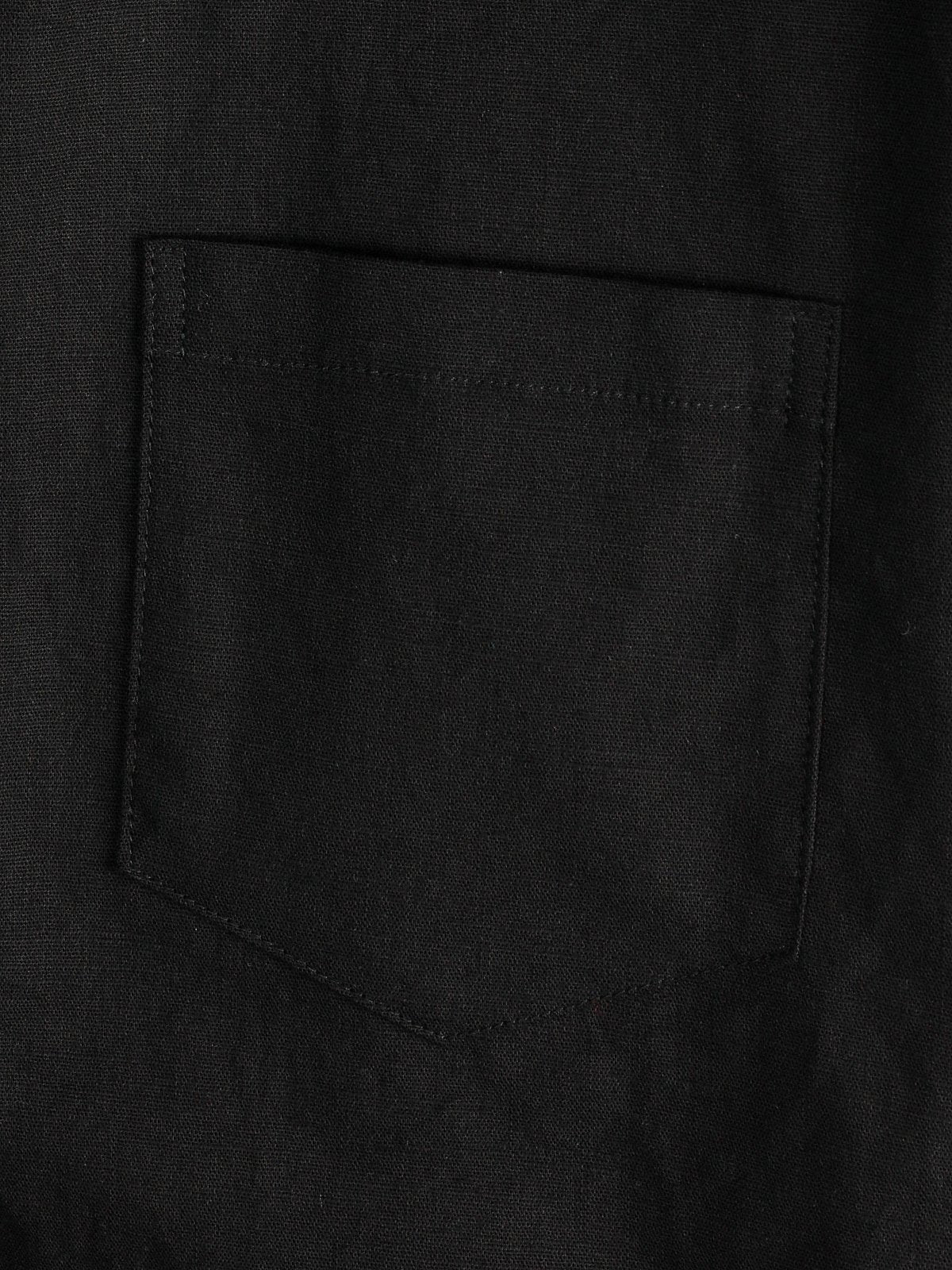 Men's Solid Color Linen Cotton Pocket Casual Short Sleeve Shirt