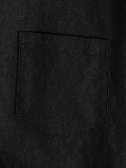 Men's Solid Color Linen Cotton Pocket Casual Short Sleeve Shirt