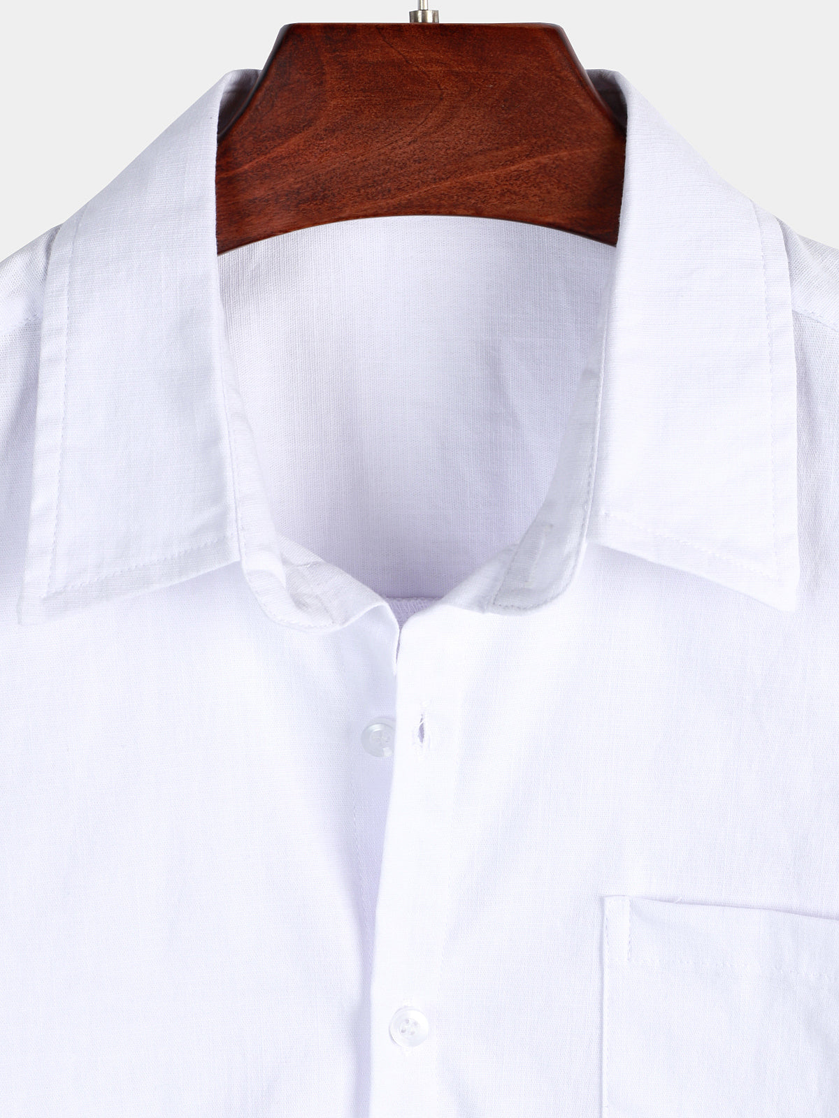 Men's Solid Color Linen Cotton Pocket Casual Short Sleeve Shirt
