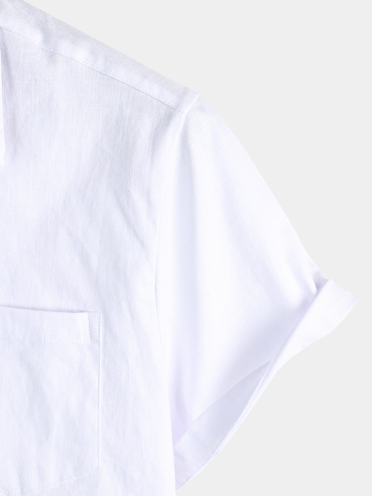 Men's Solid Color Linen Cotton Pocket Casual Short Sleeve Shirt