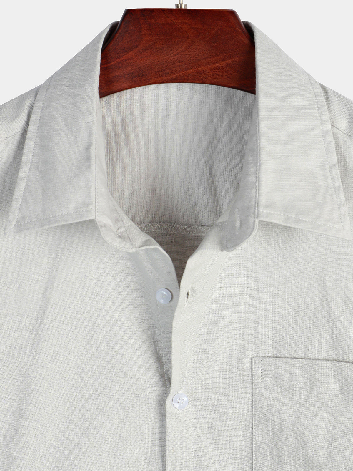 Men's Solid Color Linen Cotton Pocket Casual Short Sleeve Shirt