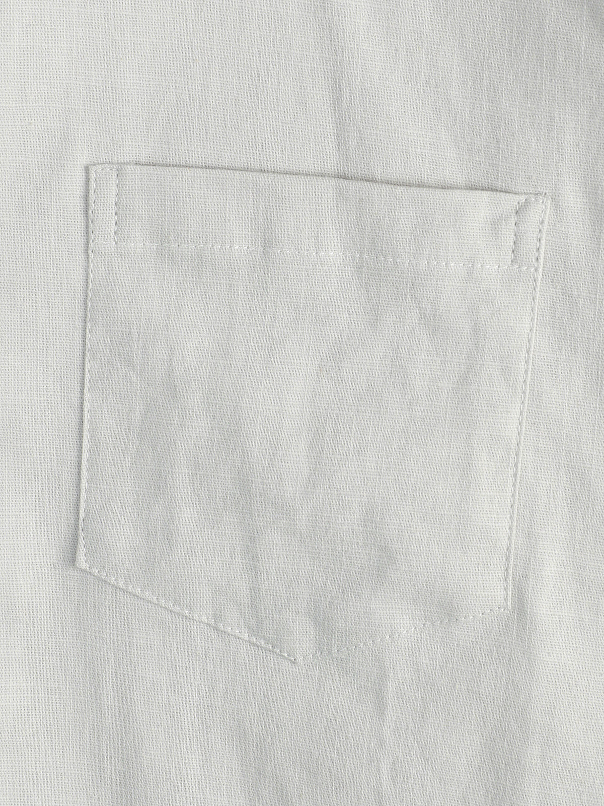 Men's Solid Color Linen Cotton Pocket Casual Short Sleeve Shirt